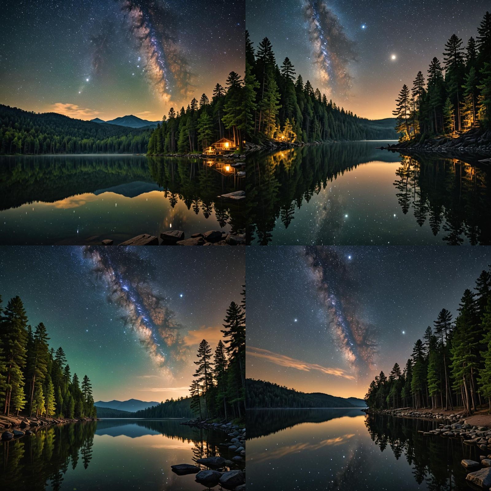 Starlit Lake Reflecting the Milky Way