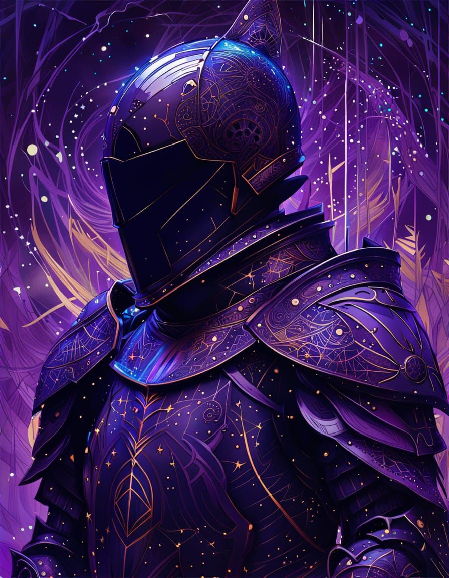 Void Energy Knight in Dark Armor, Digital Art