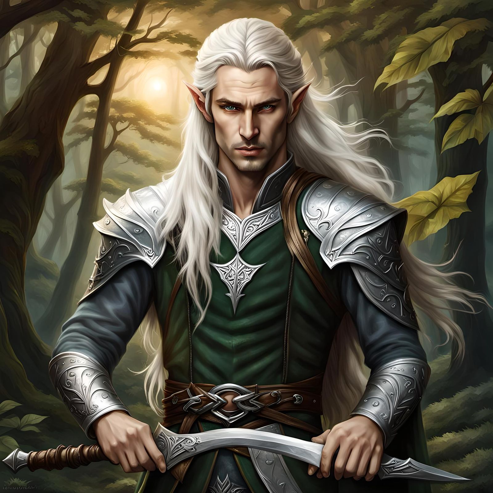 Elegant Elven Prince in Emerald Green