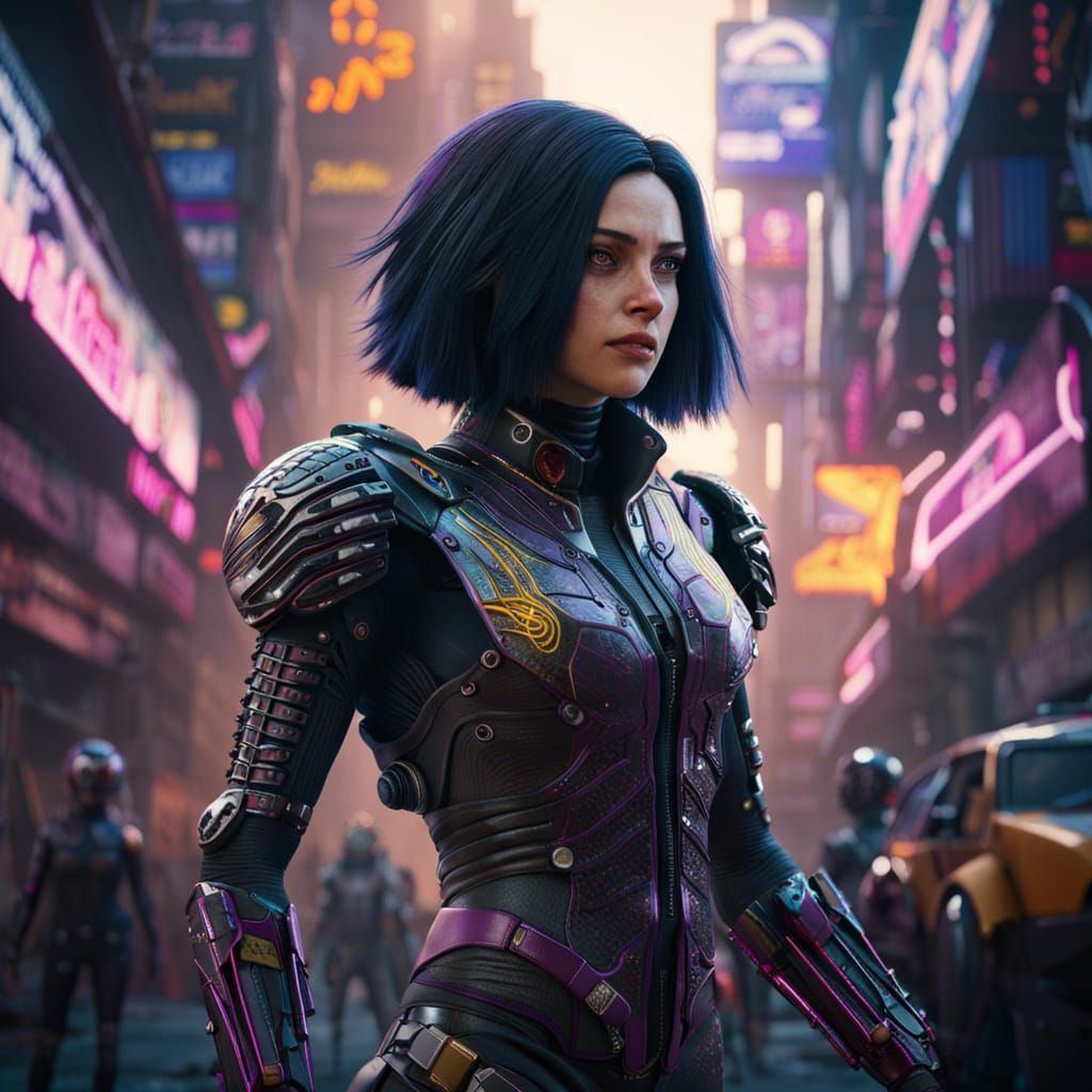 Alita Gears Up for Motorball in Cyberpunk City