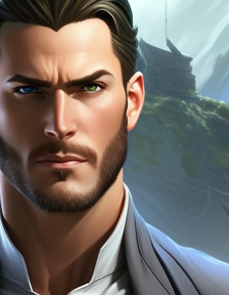 Warrior Portrait in Comic Book Style, Digital Art