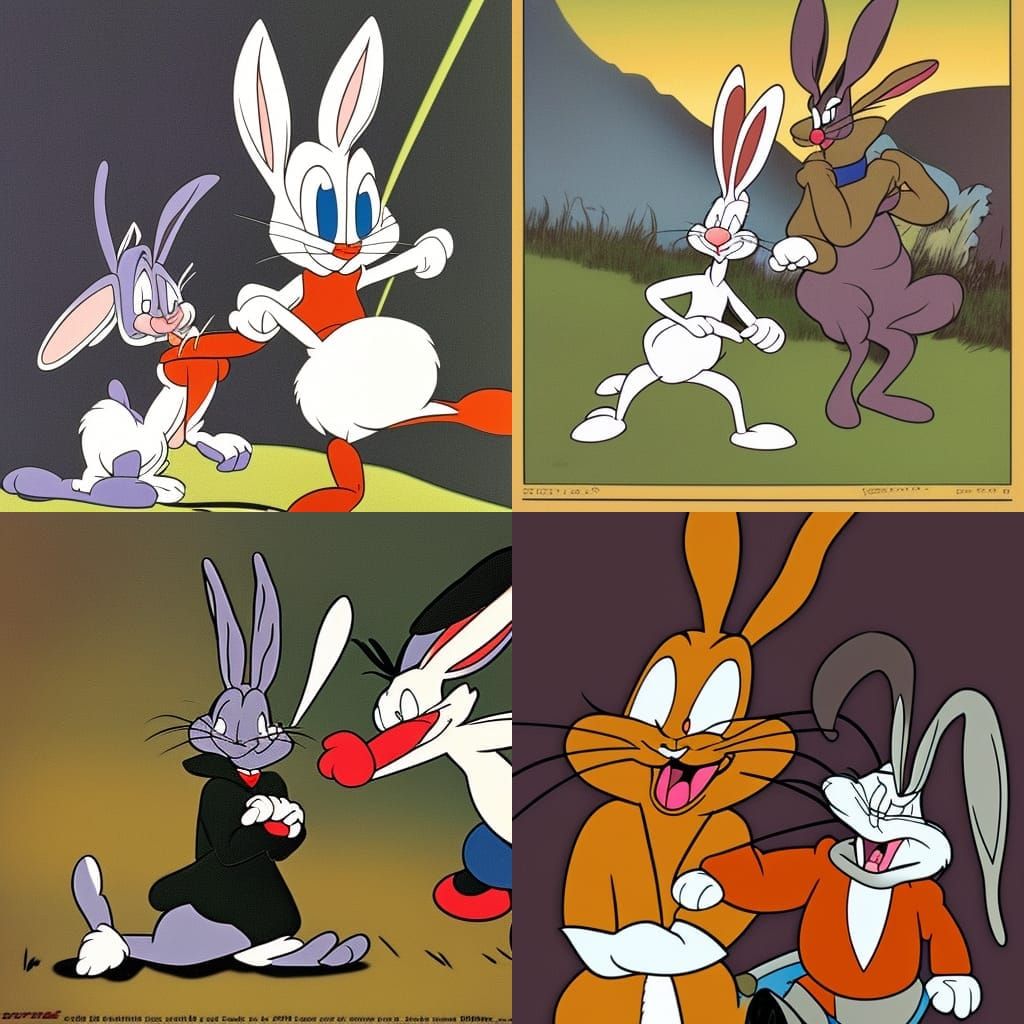 Bugs bunny taunting Elmer Fudd on his hunt