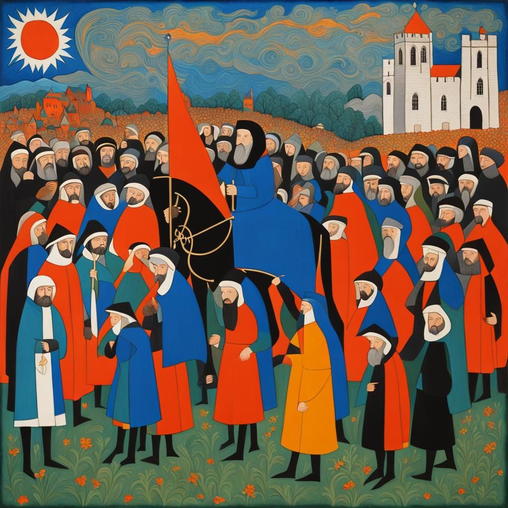 Geoffrey Chaucer and Pilgrims: Abstract Art