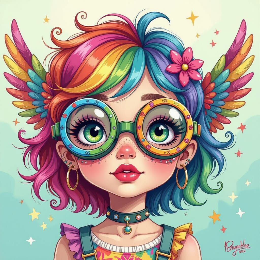 Whimsical Punk Angel with Doodlepunk Goggles