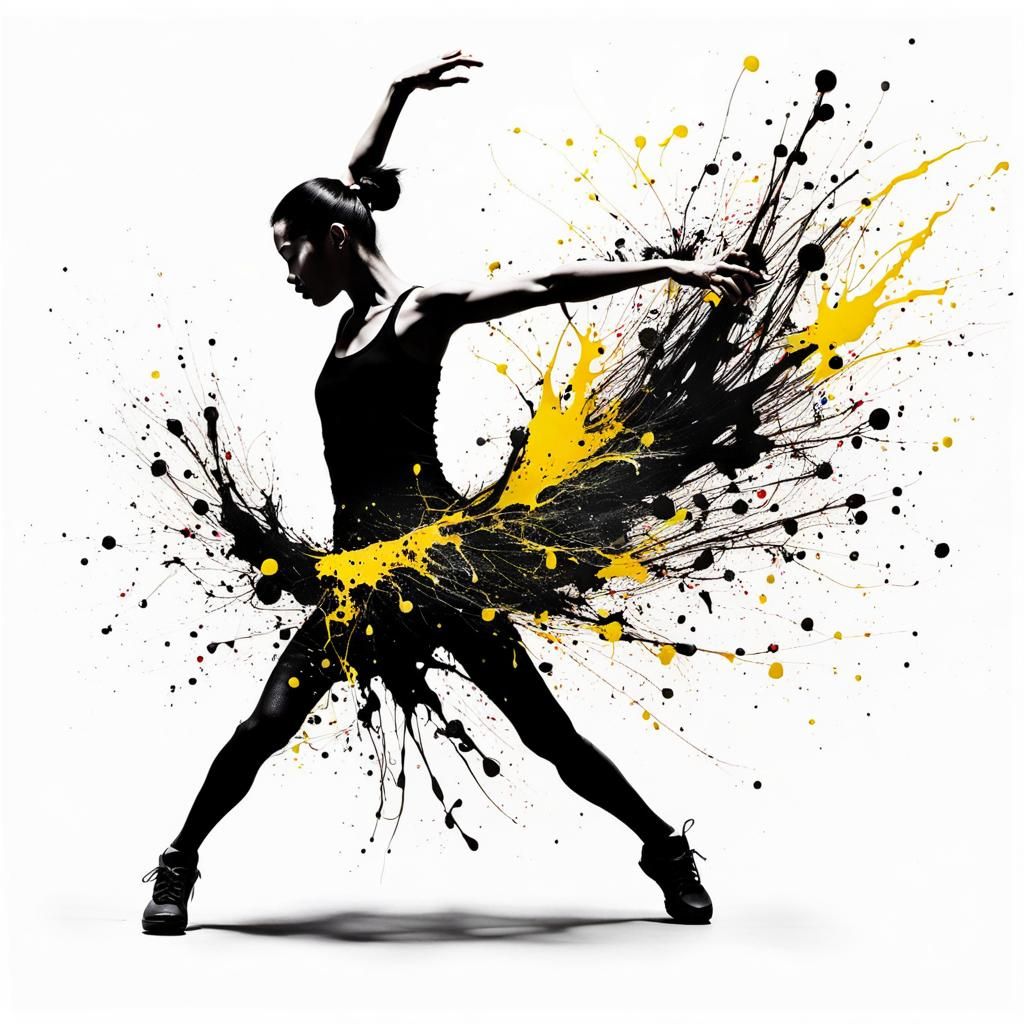 Ink Splatter Dancer in Abstract Expressionist Style