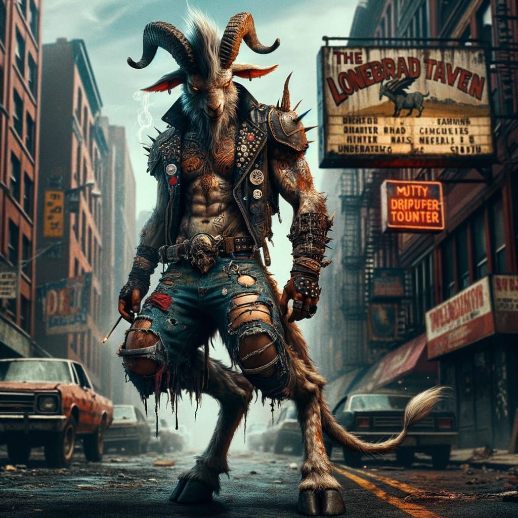 Satyr Monster Hunter in Comic Book Style