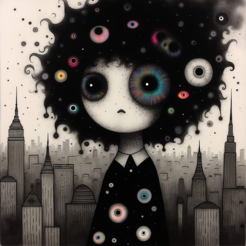 Striking Female Portrait in Urban Comic Art Style