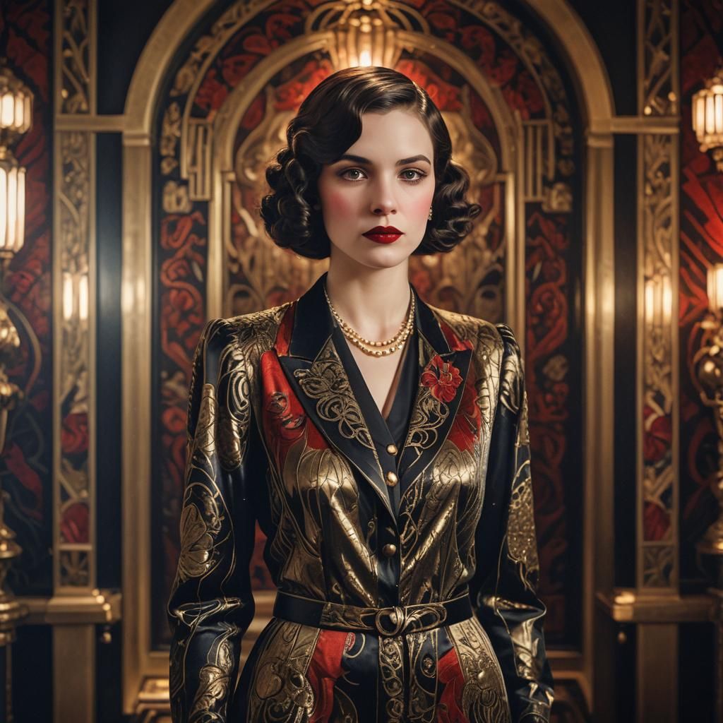 Elegant Art Deco Portrait of a Woman in 1920s Style