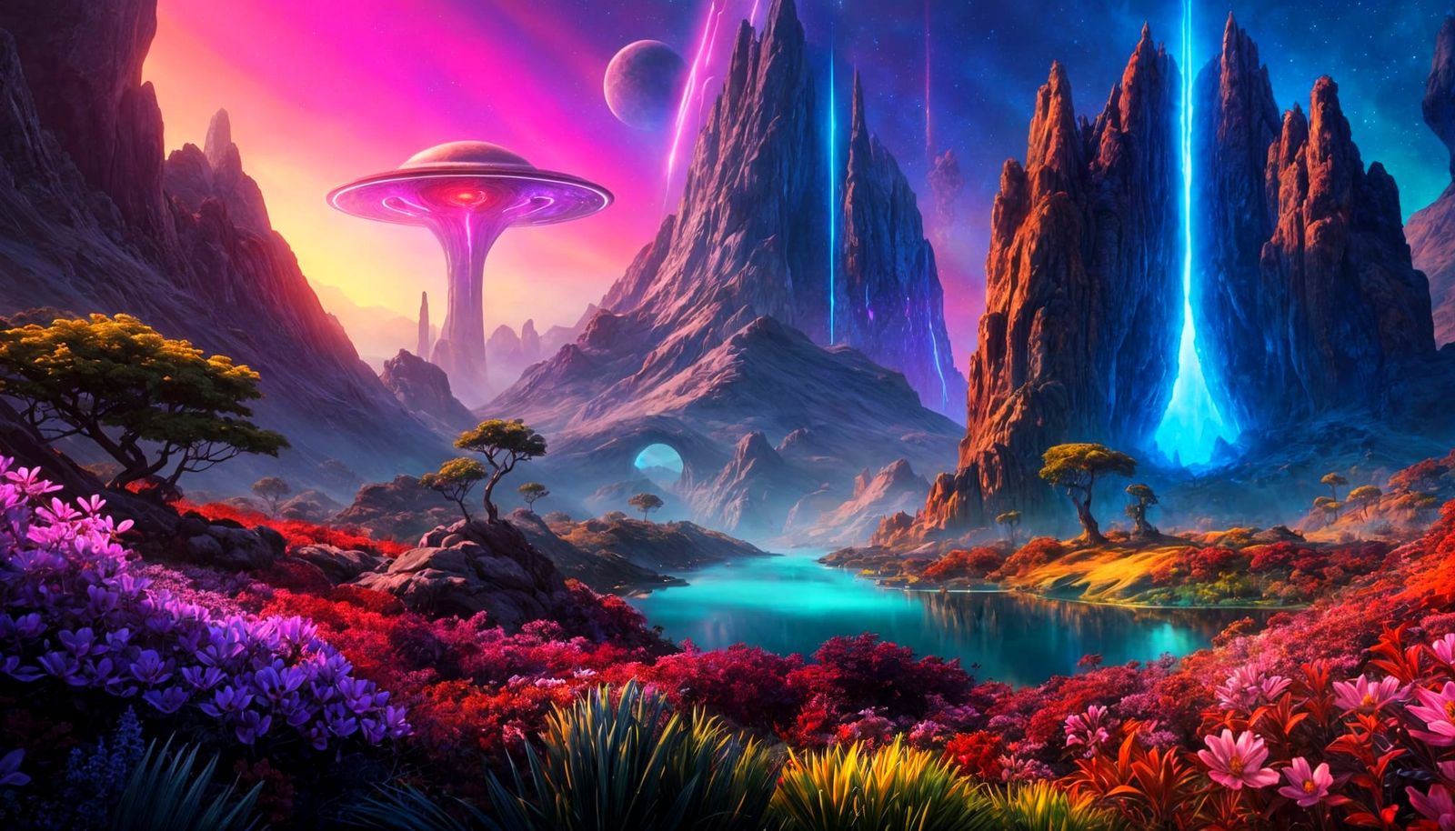 Epic Sci-Fi Alien Landscape in Oil Painting Style