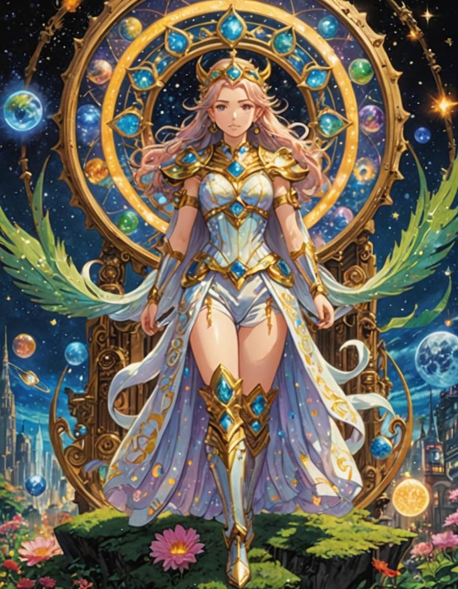 Rainbow Dragon Girl with Metal Skeleton