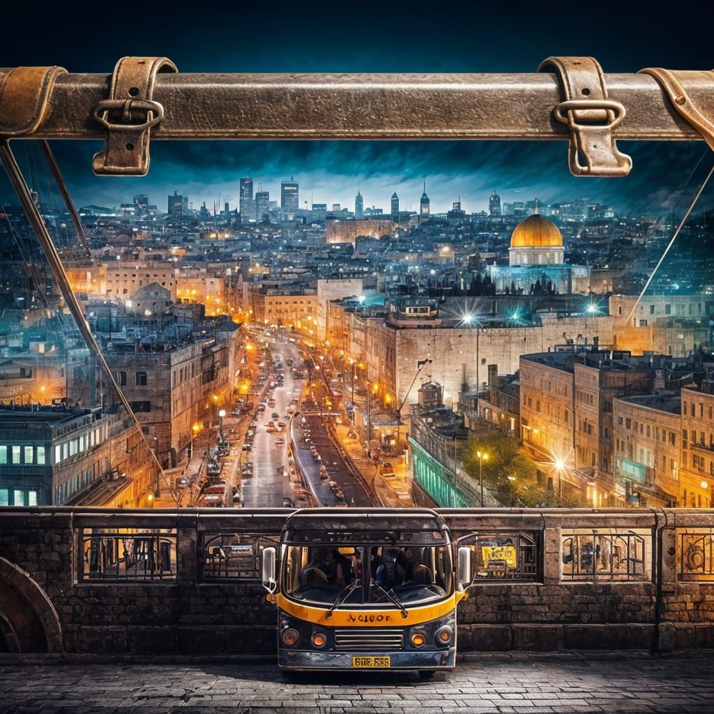 Jerusalem Cityscape Emerging from Vintage Suitcase