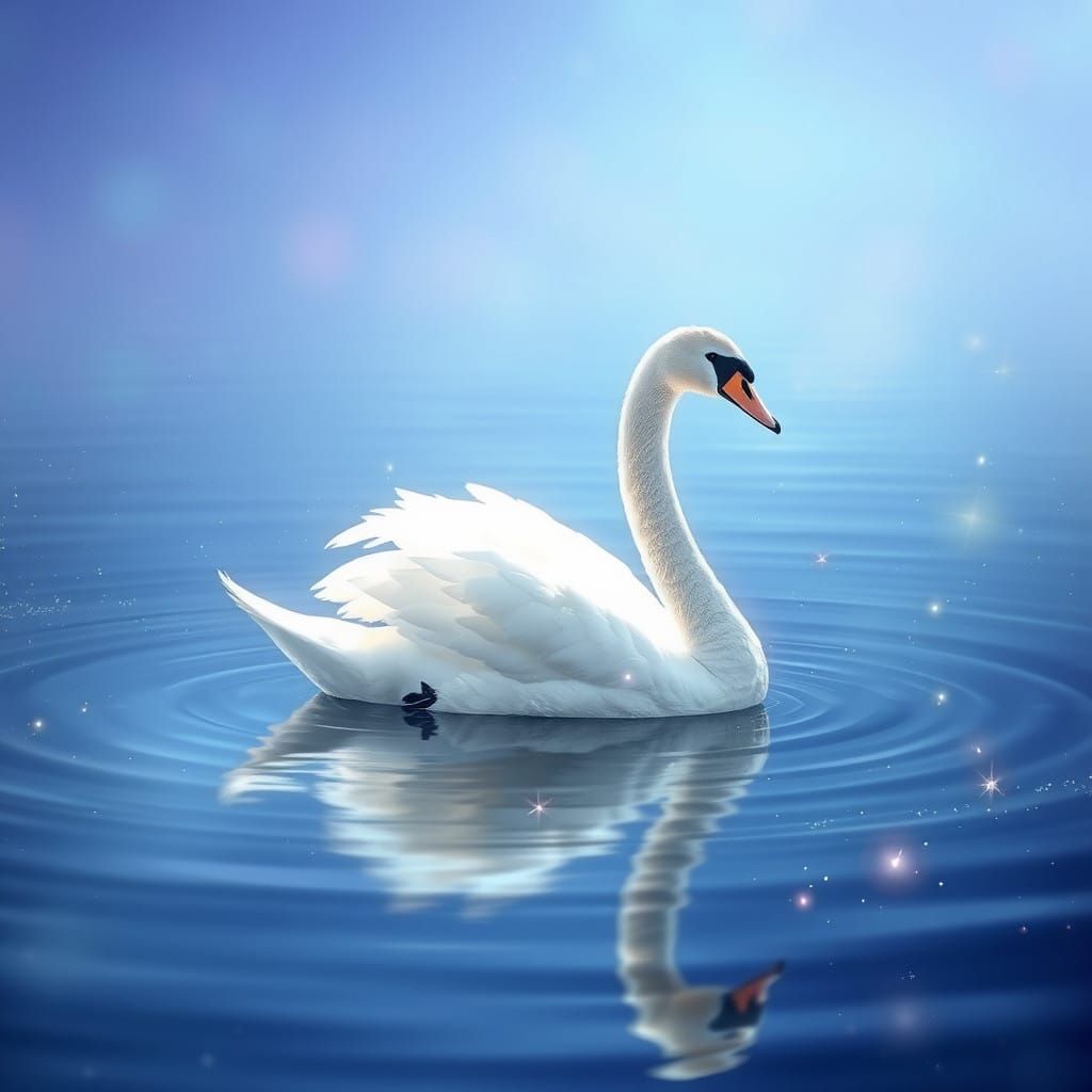 Surreal Swan in an Ethereal Lake Landscape