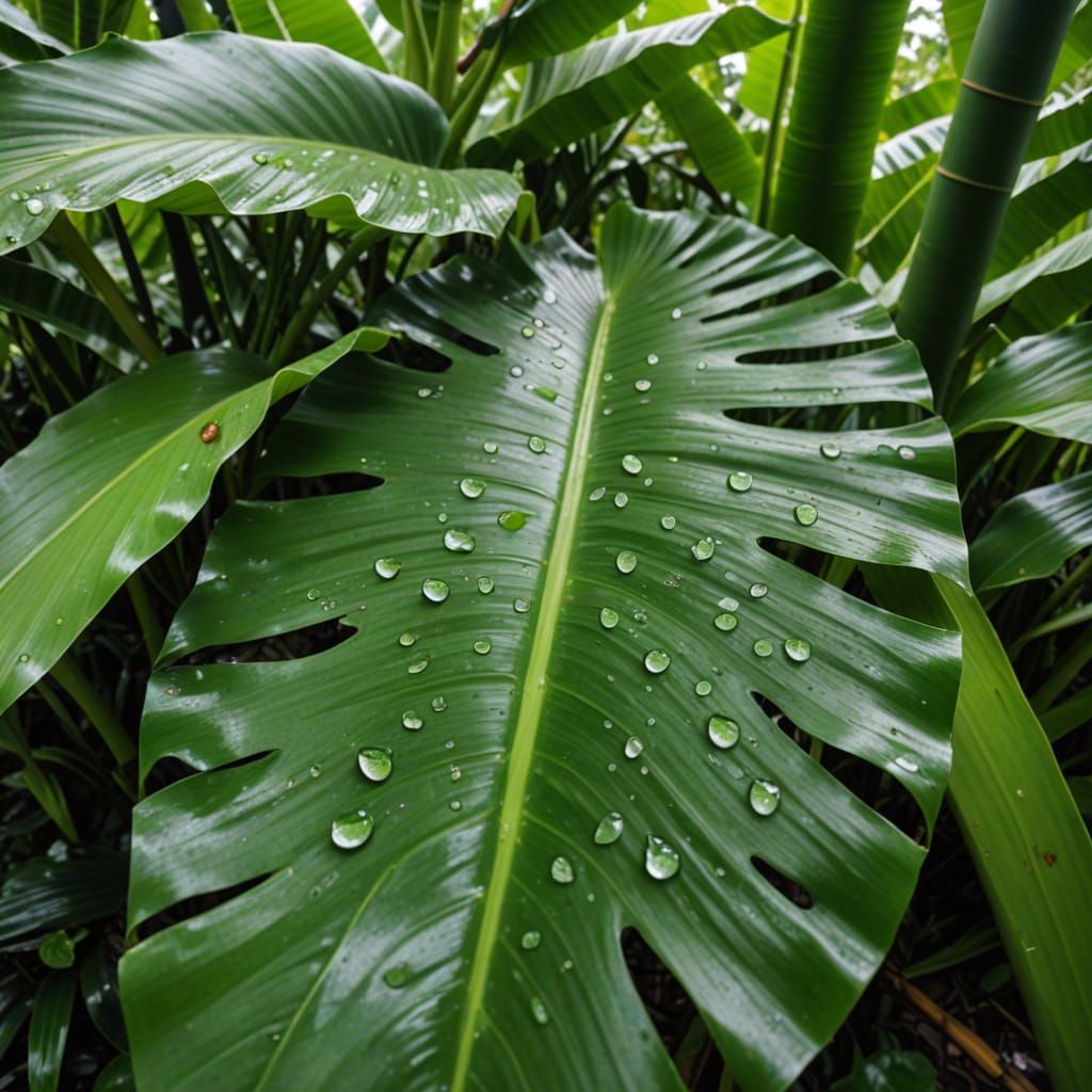 Pixie Leaves Dewy Footprints Across Banana Leaf