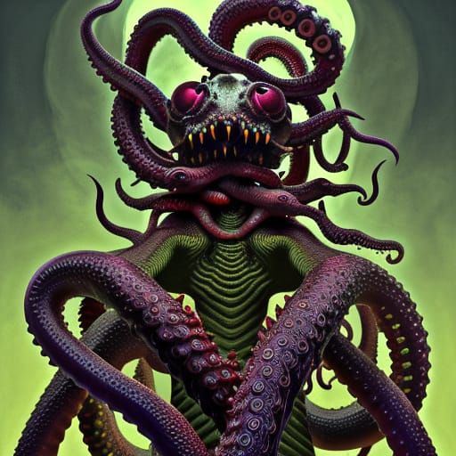 Nightmare Demon Portrait in Cyberpunk Horror Style