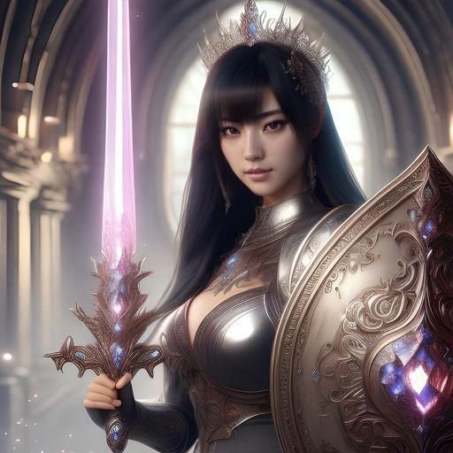 Alluring Knight Princess with Sword and Shield