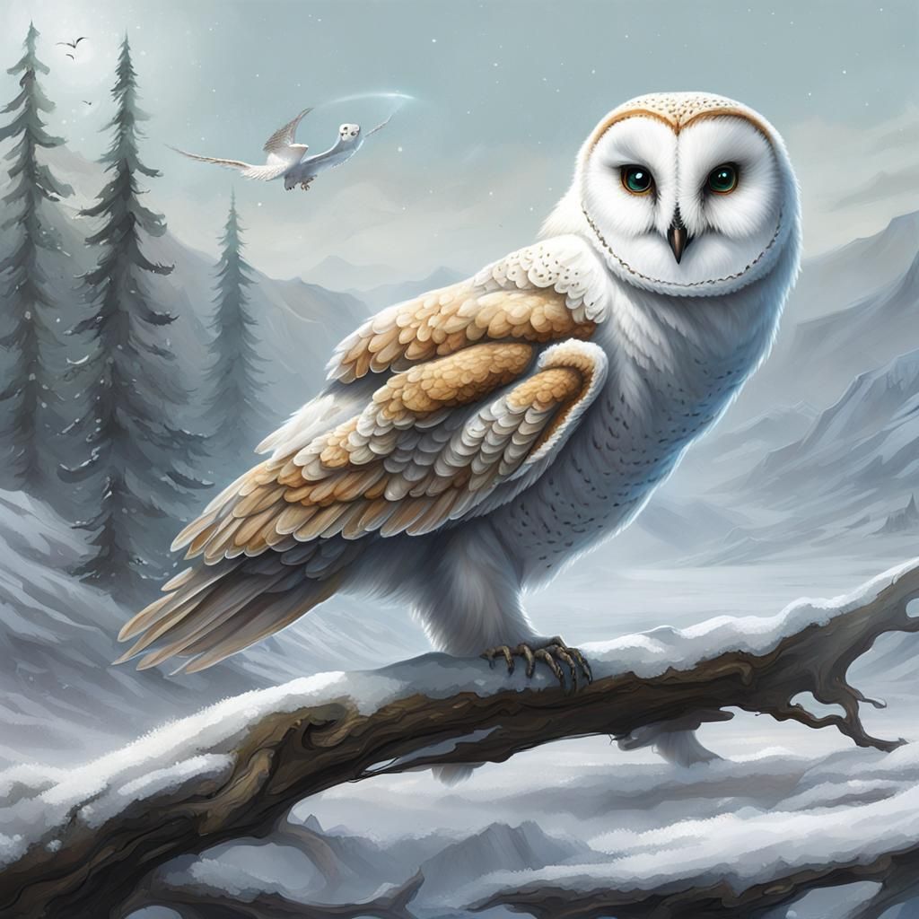 Avian Dragon Snow Owl Alien Lifeforms on Exoplanet