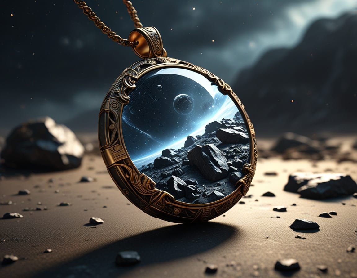 Epic Cosmic Pendant in Dramatic Digital Art