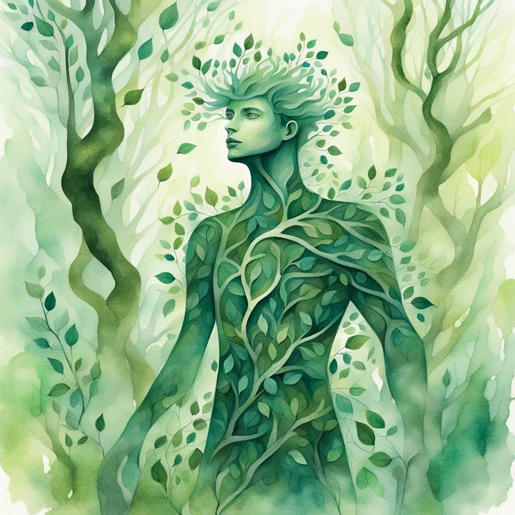 Ethereal Forest Changeling in Watercolor Style