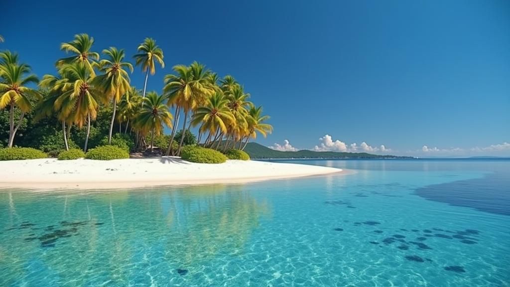 Tropical Island Beach in Impressionist Style