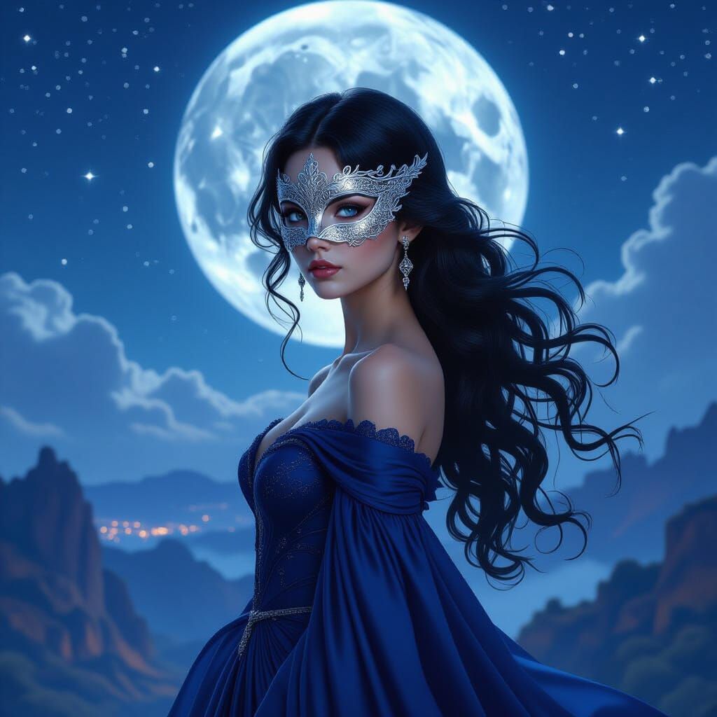 Star-Dusted Woman in Alien Landscape, Fantasycore Art