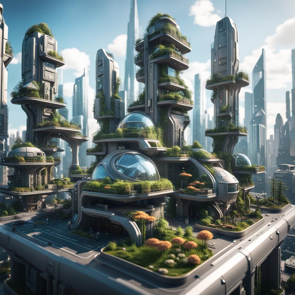 Futuristic City Inside Plant Pot: 3D Game Art