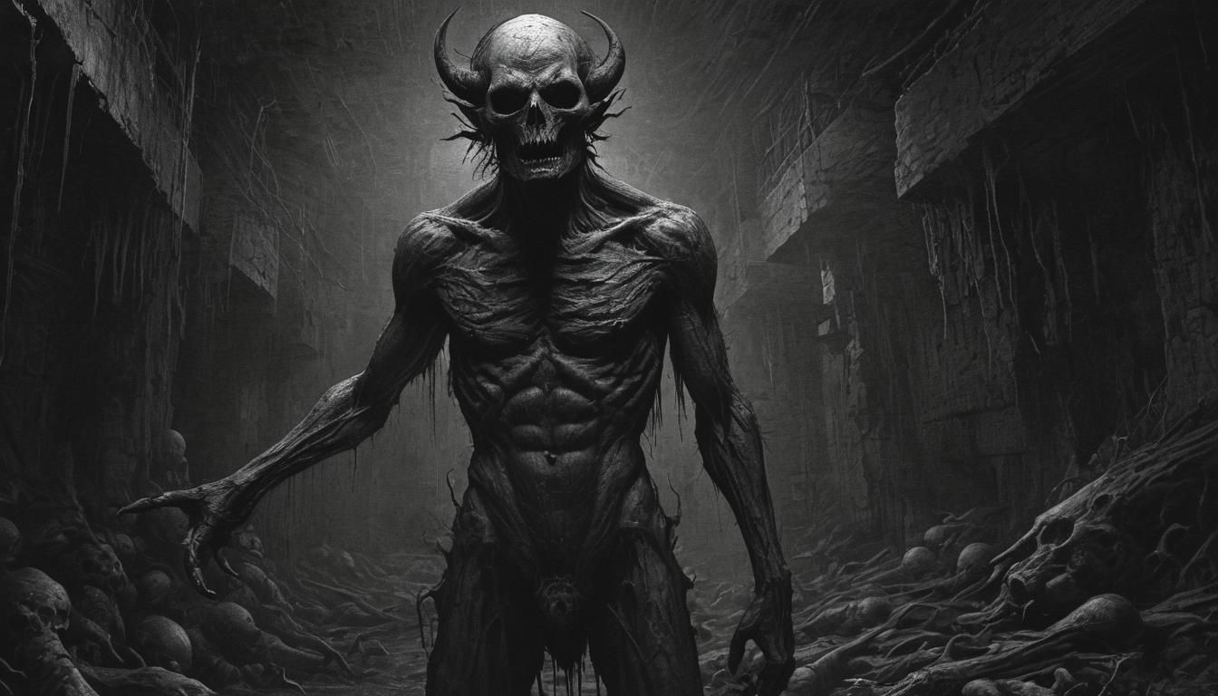 Evil heinous butchery realistic skin (hellion:1.3), Live die, we live again! Sinister high resolution sharp details; bac...