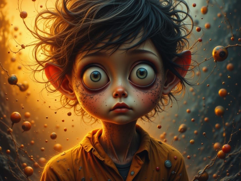 Awkward Child in Golden Hour Cosmic Zen