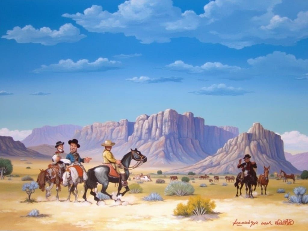Mexican Bandits Ride Through Canyon in Expressive Style