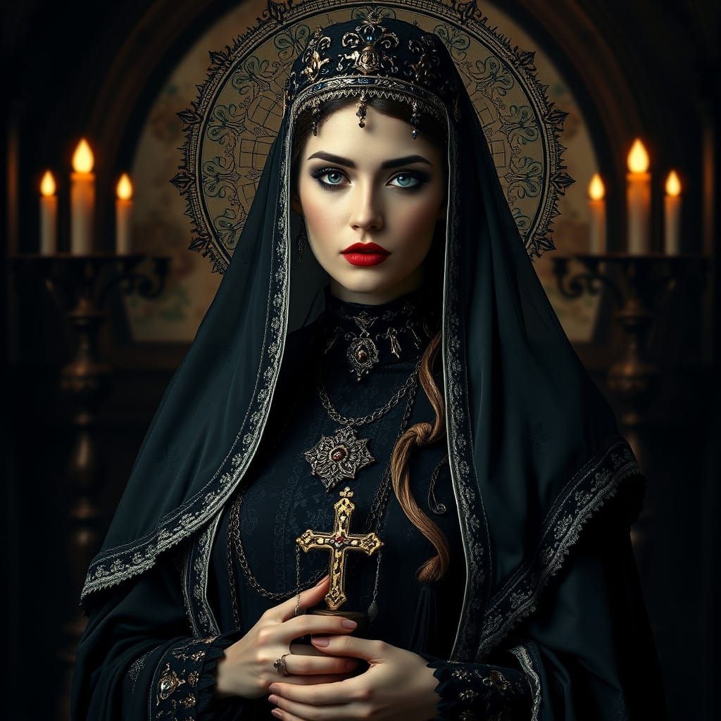 Gothic Orthodox Christian Woman Embodies Timeless Elegance a...