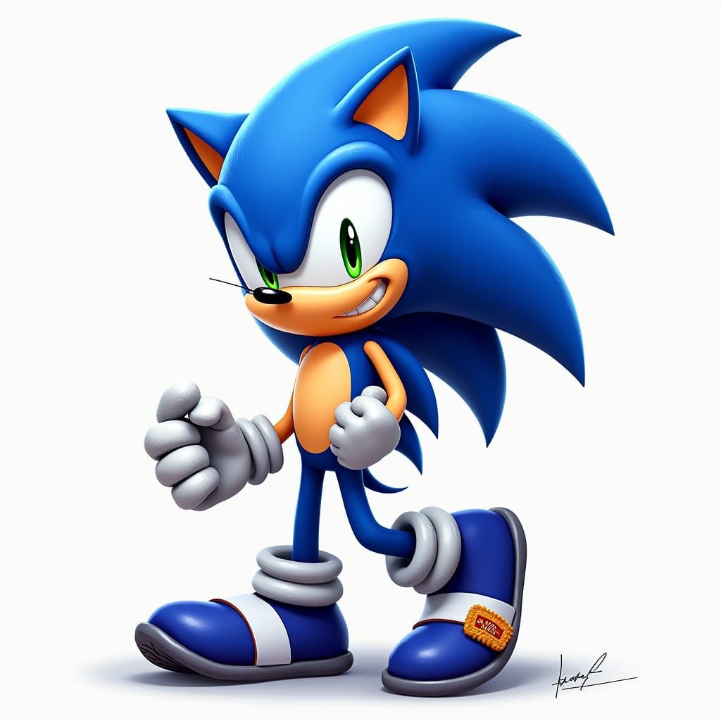 Sonic the Hedgehog 3D Render in Painterly Style