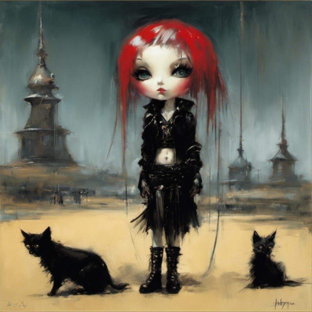 Gothic Punk Girl in Dark Fantasy Style