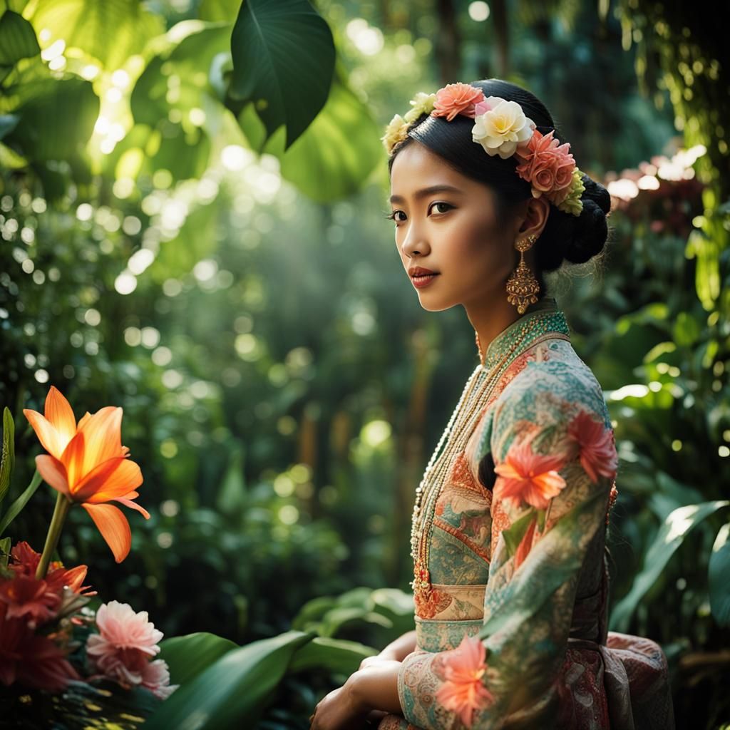 Balinese Girl in Avant-Garde Kebaya, Hyperrealistic