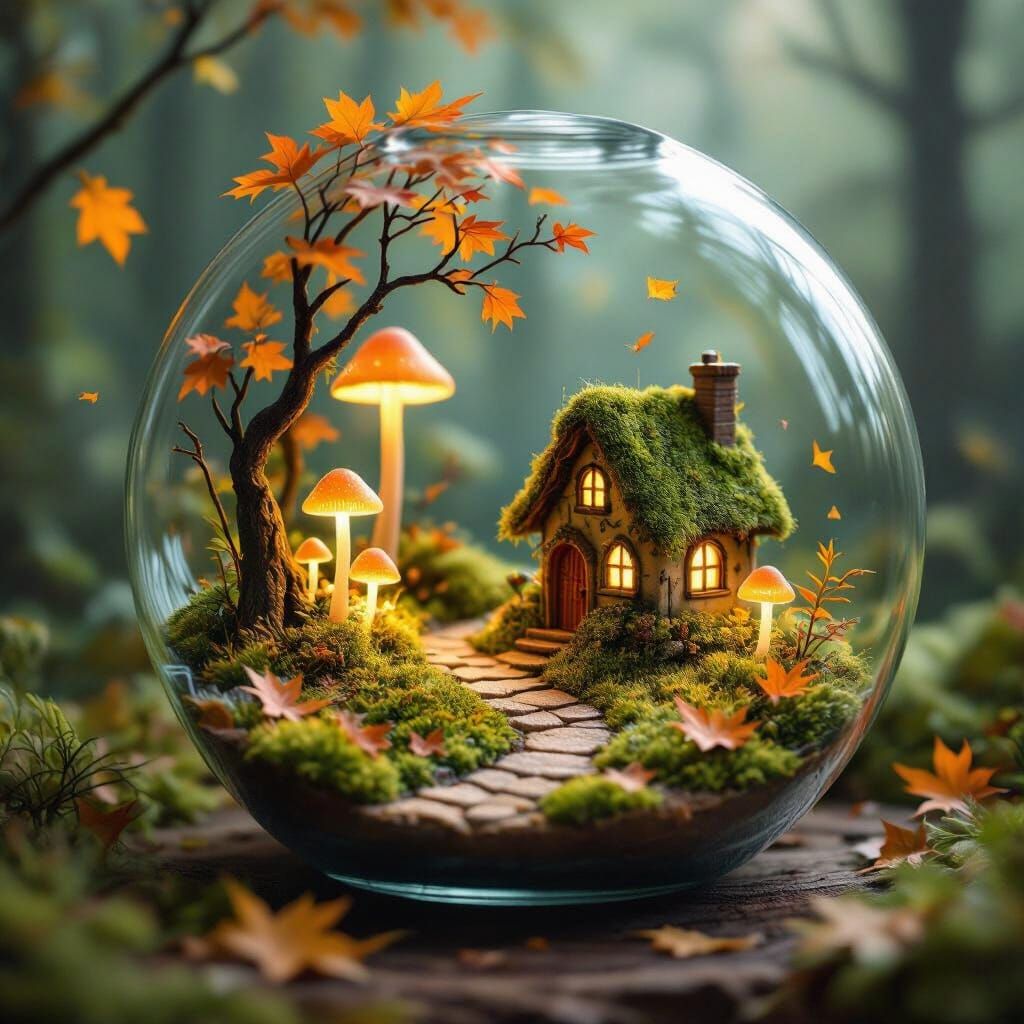 Enchanted Forest Terrarium with Glowing Mushrooms