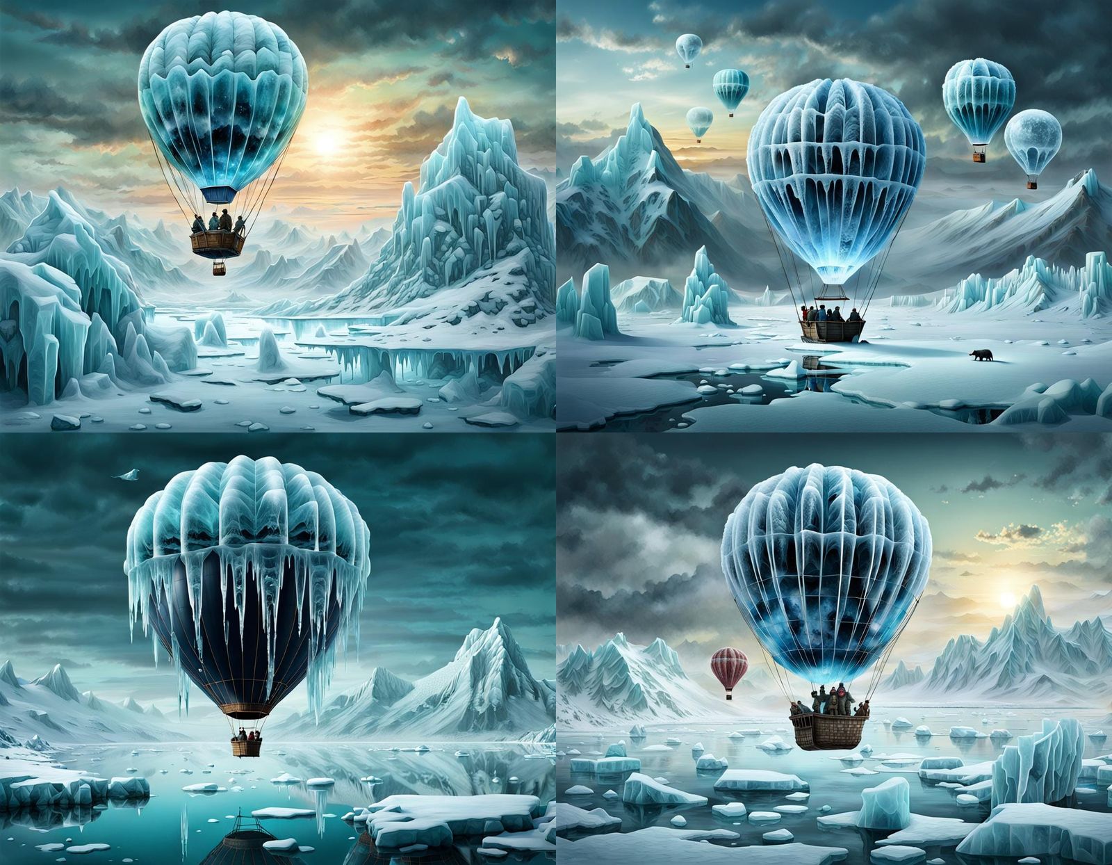 Icy Arctic Hot Air Balloon: Horror Fantasy Art
