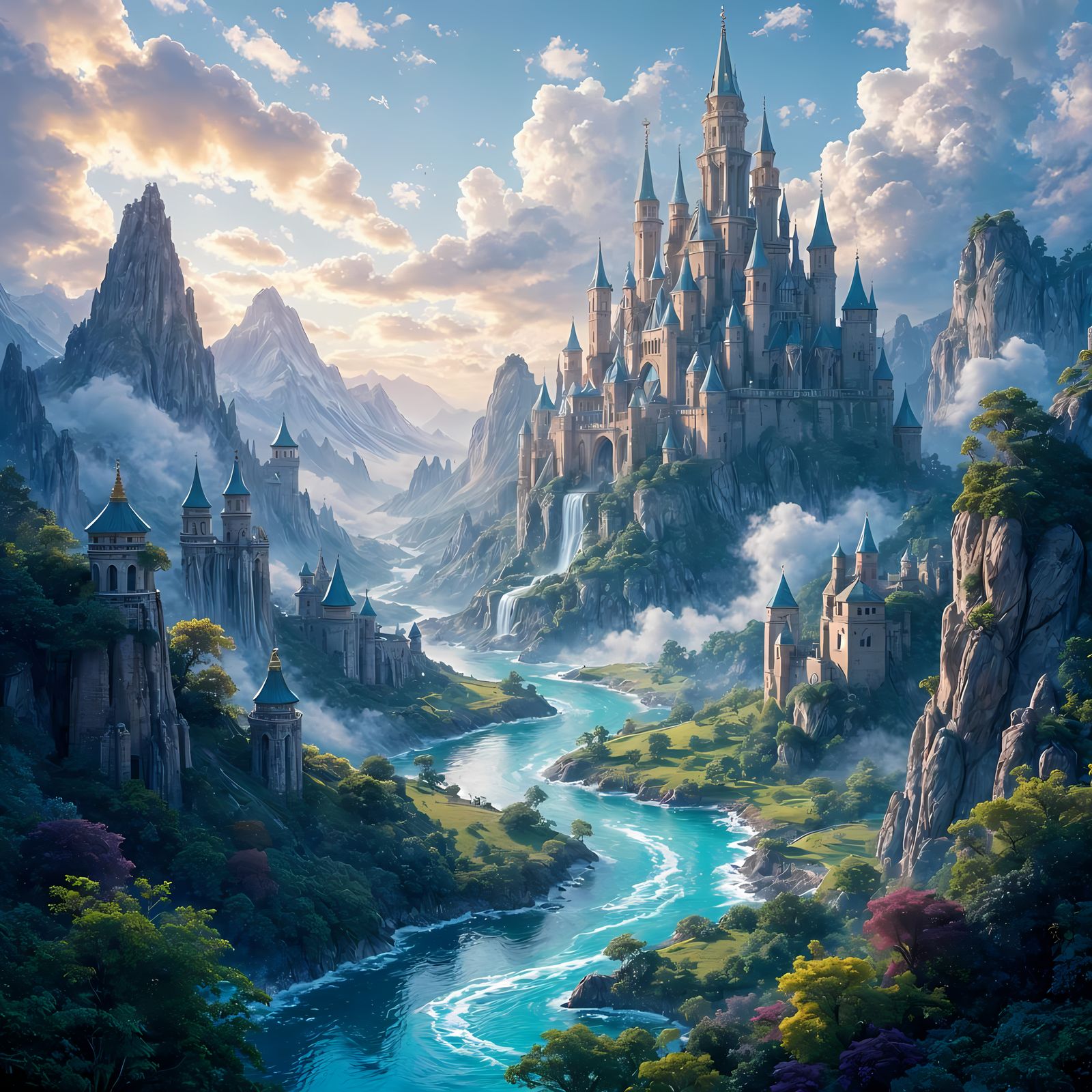 Fantastical Landscape in Hyperrealistic Matte Painting Style