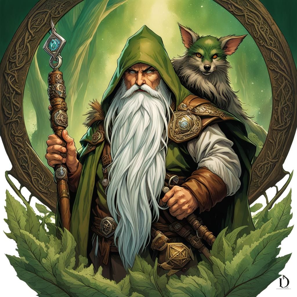 Gnome Druid with Chakram in Comic Book Art Style