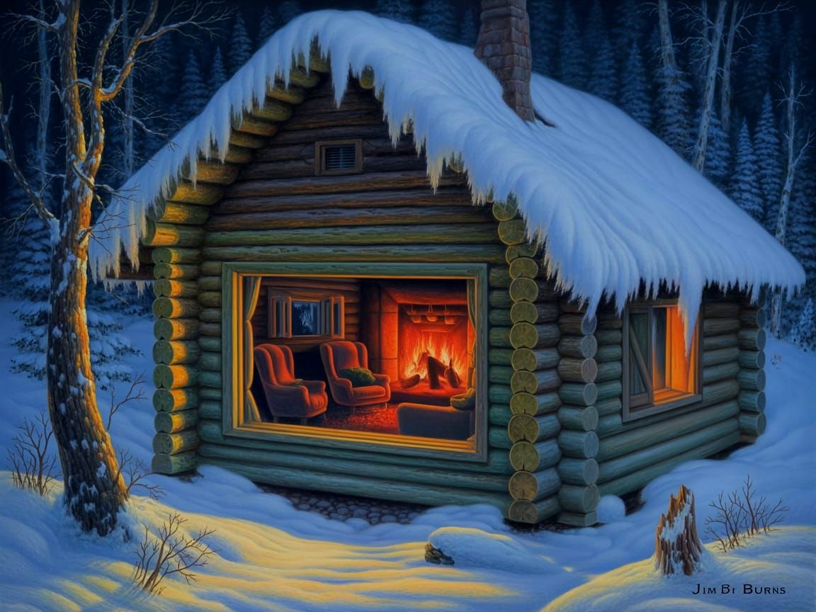 Winter Cabin in Jim Burns Style