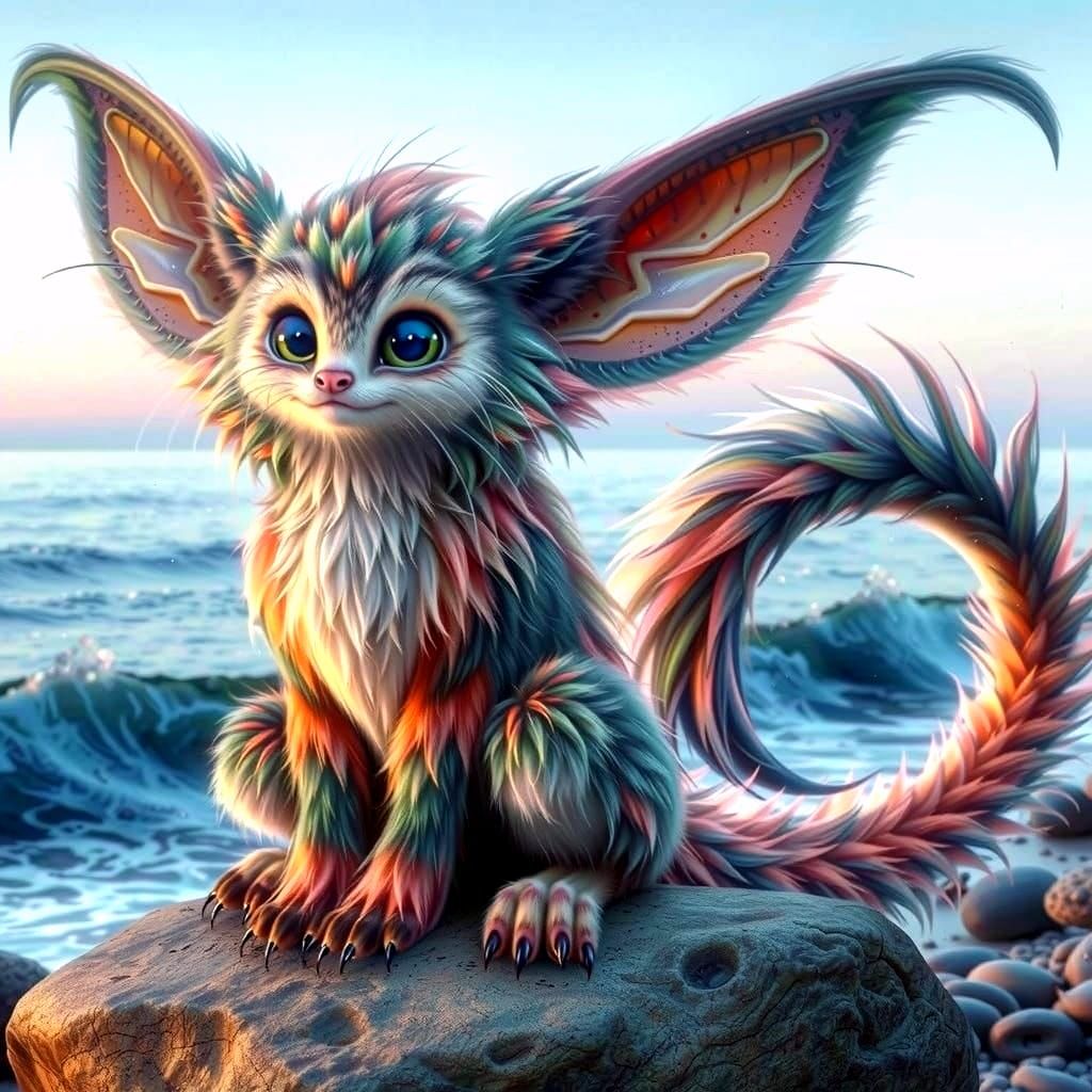 Furry Feline Face in Whimsical Meerkatze Style