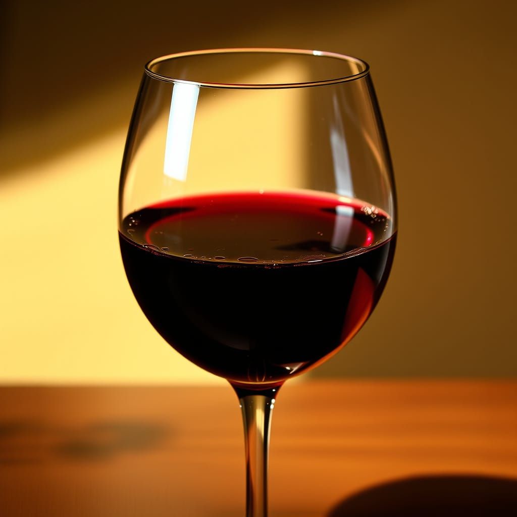 Rich Red Wine Overflows from a Wine Glass