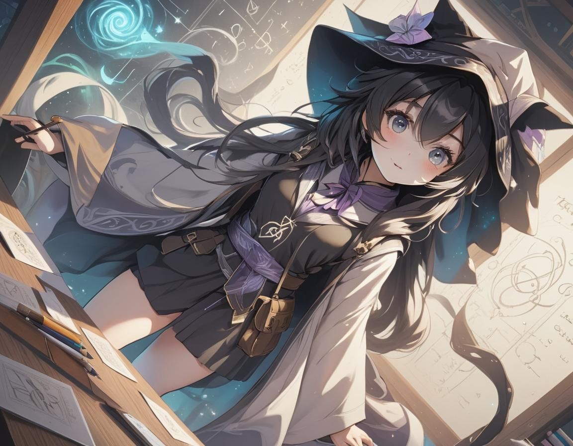 Aesthetic Witchcraft Academy Scene in Digital Pastel