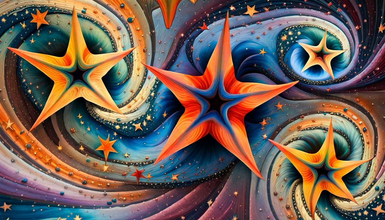 Cosmic Energy: Abstract Stars in Cool Hues