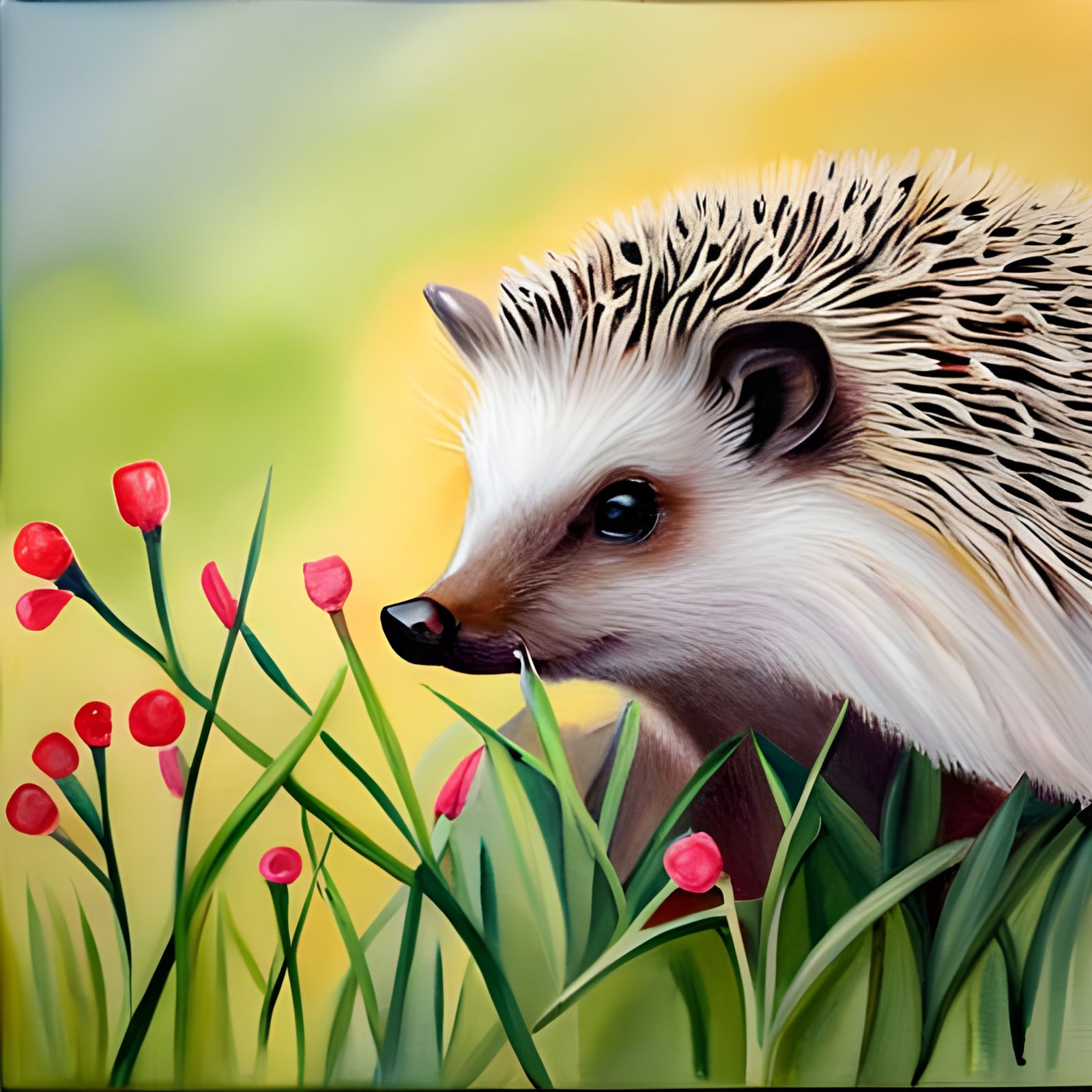 Acrylic Hedgehog on White Background
