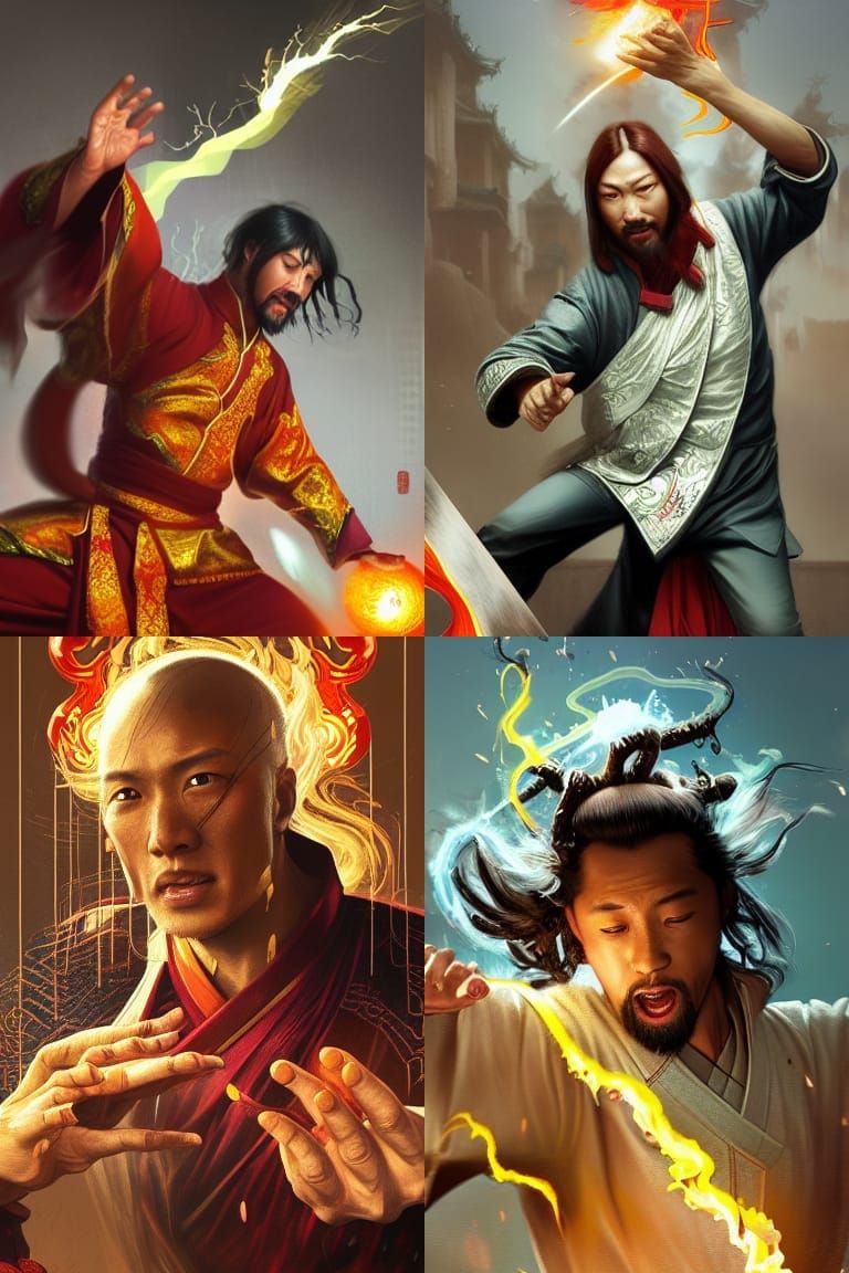Mythical Kung Fu Masters Portrait in Digital Art Style