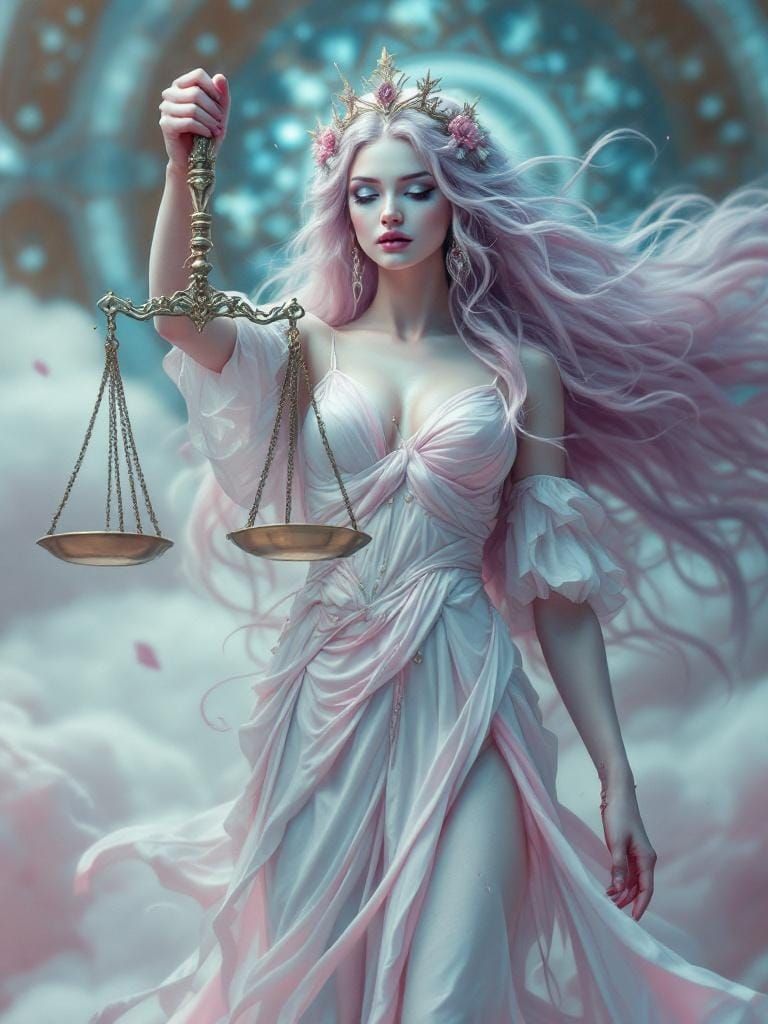 Libra Zodiac Sign: Woman with Justice Scales