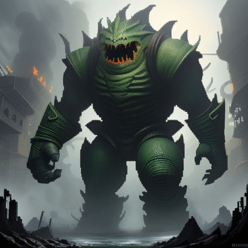 Gritty Pixel Art Kraid Battle in the Phazon Mines