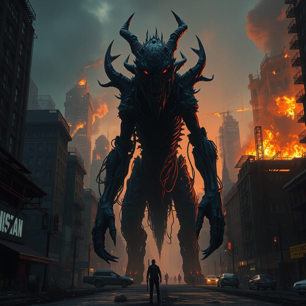 Imposing Nemesis Looms Over Ruined Raccoon City in Dark, Got...