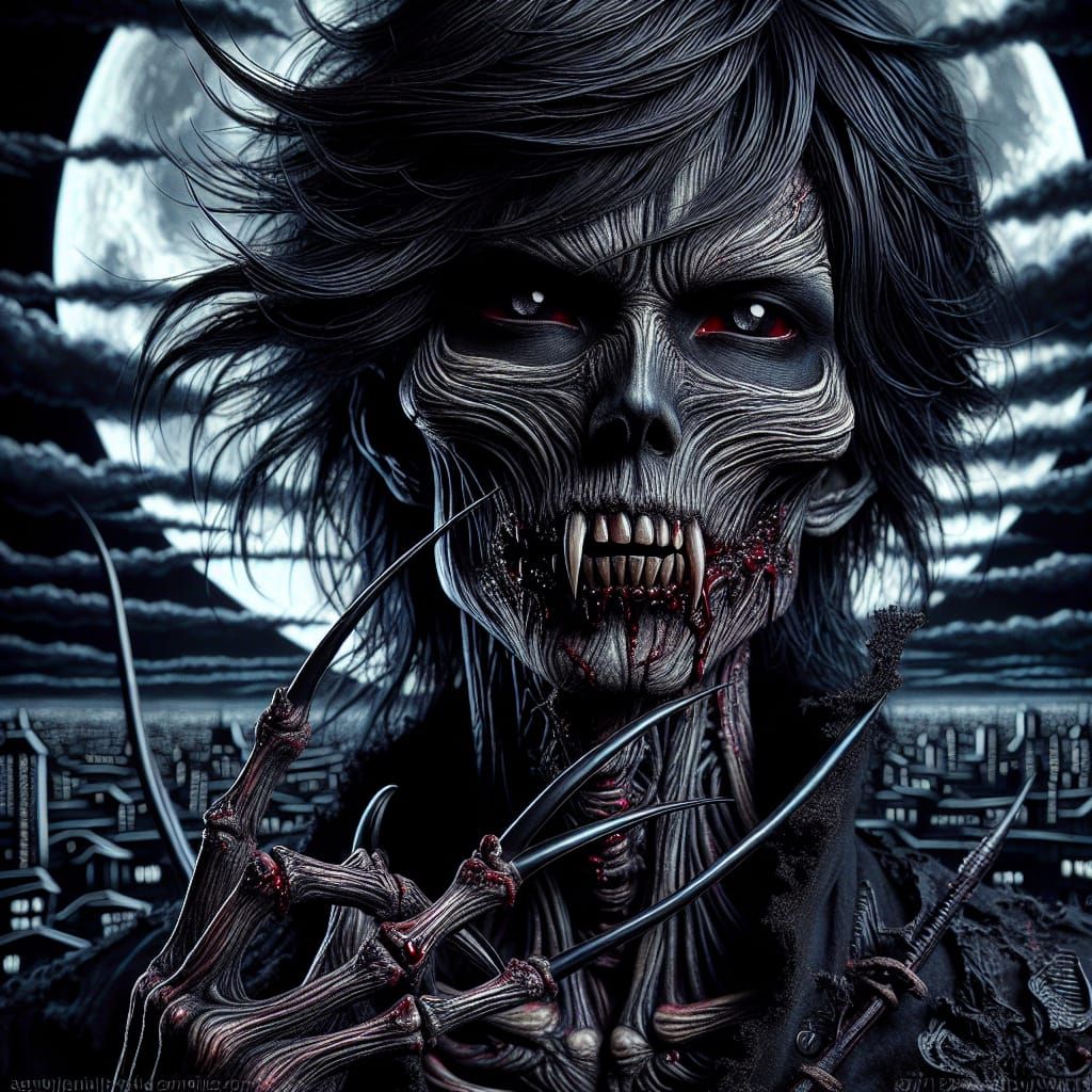 Macabre Vampire in Hyper-Detailed Manga Style