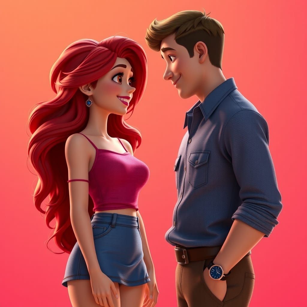Couple in Love: Pixar-Style 3D Digital Art