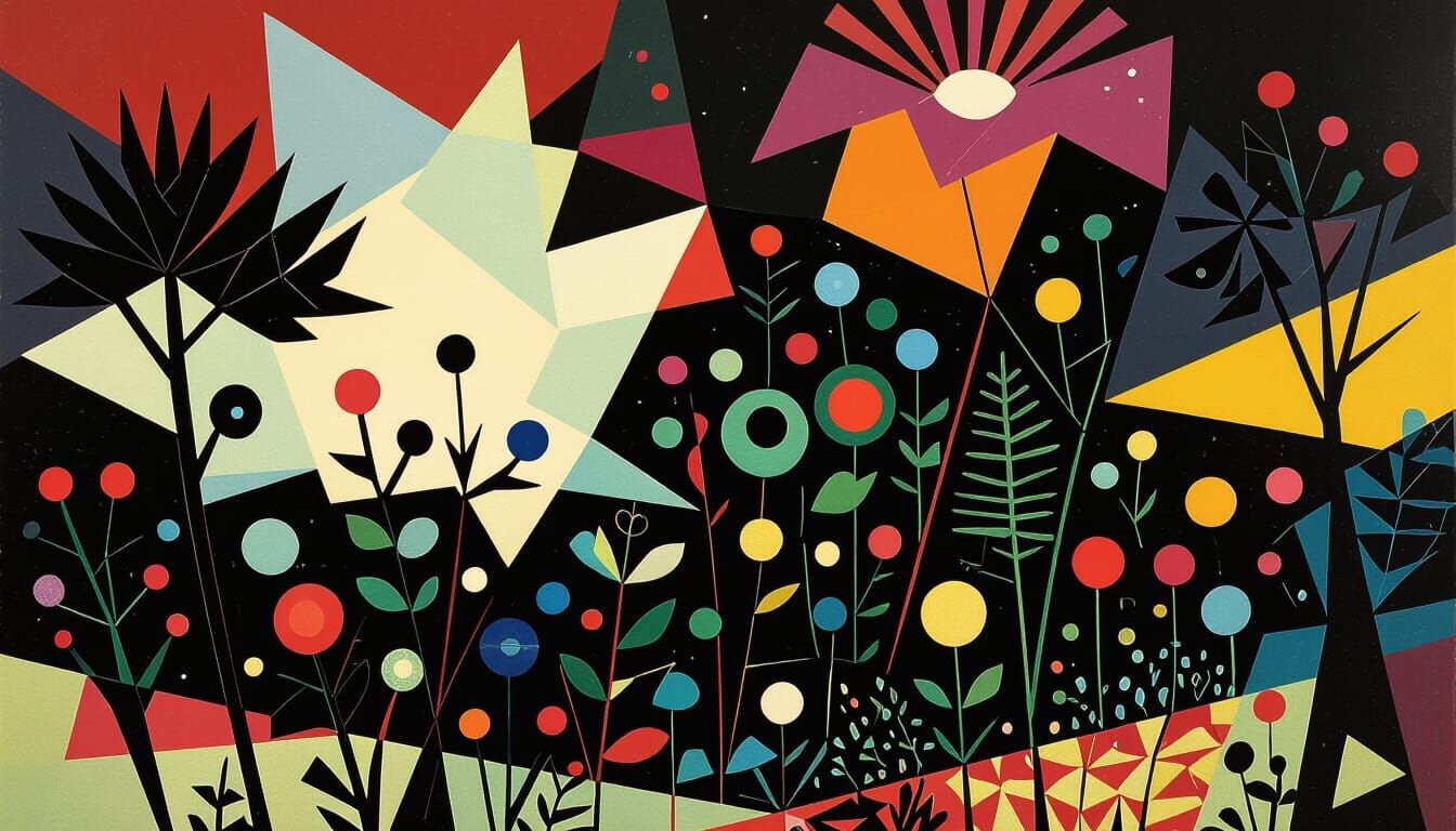 Bioluminescent Creatures in Abstract Meadow