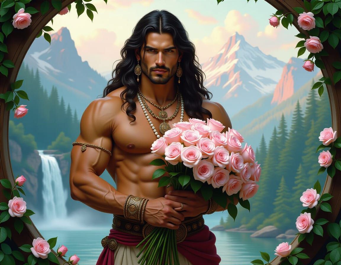 Ethereal Centaur with Roses in Hyperrealistic Fantasy Style